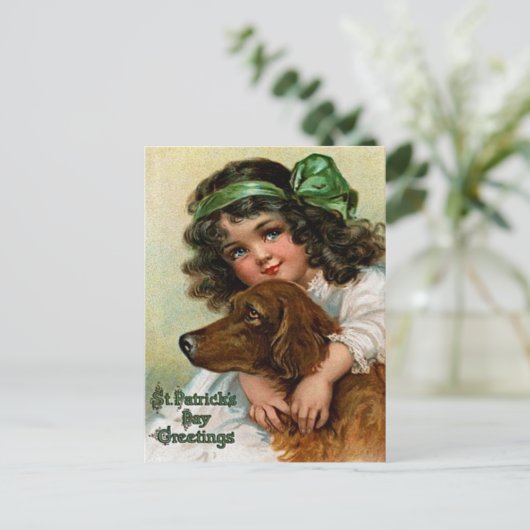 Frances Brundage: Mädchen mit Hund Postkarte (Stehend Vorderseite)