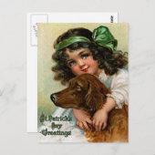 Frances Brundage: Mädchen mit Hund Postkarte (Vorne/Hinten)