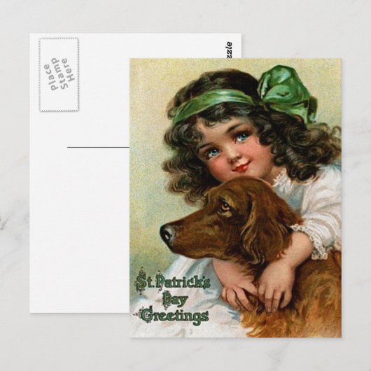 Frances Brundage: Mädchen mit Hund Postkarte (Vorne/Hinten)