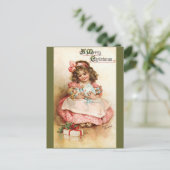 Frances Brundage - Mädchen mit Puppe Feiertagspostkarte (Stehend Vorderseite)