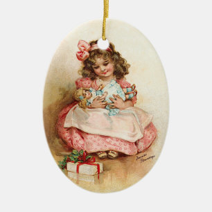 Frances Brundage - Mädchen mit Puppe Keramik Ornament