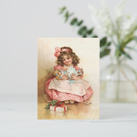 Frances Brundage - Mädchen mit Puppe Postkarte (Stehend Vorderseite)