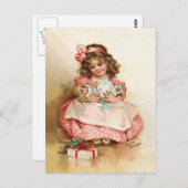 Frances Brundage - Mädchen mit Puppe Postkarte (Vorne/Hinten)