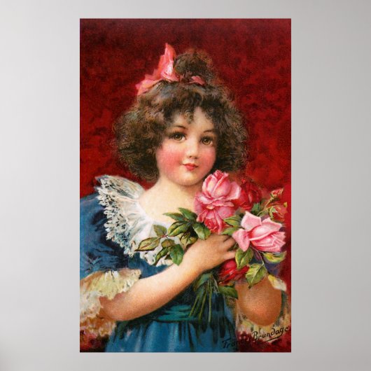 Frances Brundage: Mädchen mit Rose Poster (Vorne)