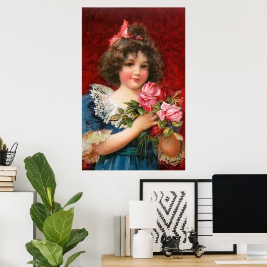 Frances Brundage: Mädchen mit Rose Poster (Heimbüro)