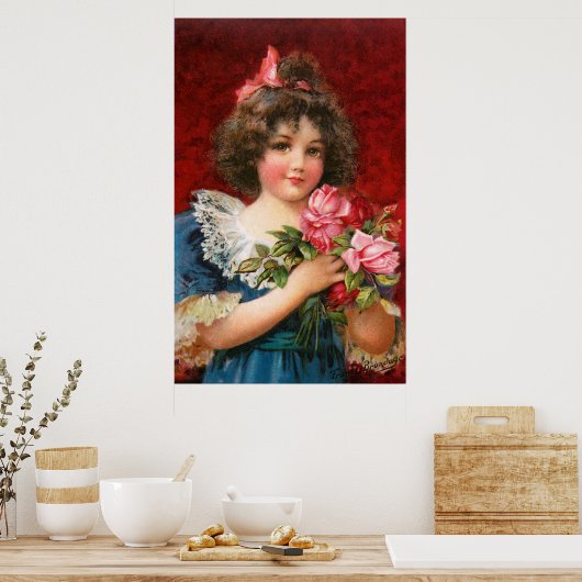 Frances Brundage: Mädchen mit Rose Poster (Küche)