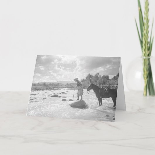 Frances Phelps Belden fly fishing in the river Karte (Vorderseite)