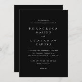 Francesca Black Classic Wedding Einladung (Vorne/Hinten)