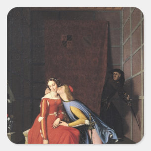 Francesca da Rimini und Paolo Malatesta, 1819 Quadratischer Aufkleber