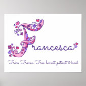 Francesca Initial F Doodle Herz Art Name bedeutet Poster (Vorne)