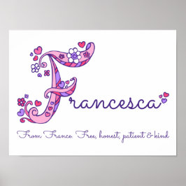 Francesca Initial F Doodle Herz Art Name bedeutet Poster