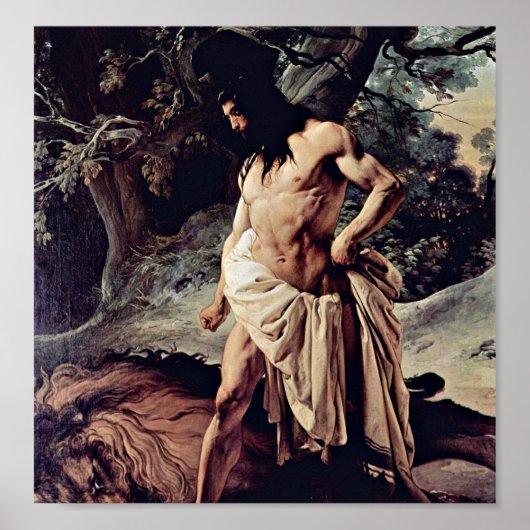 Francesco Hayez - Samson und der Löwe Poster (Vorne)