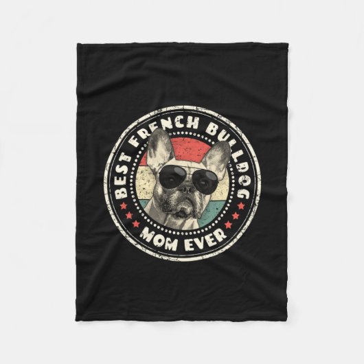 Franchie Mama Ever Retro Französischer Bulldog Lov Fleecedecke (Vorderseite)