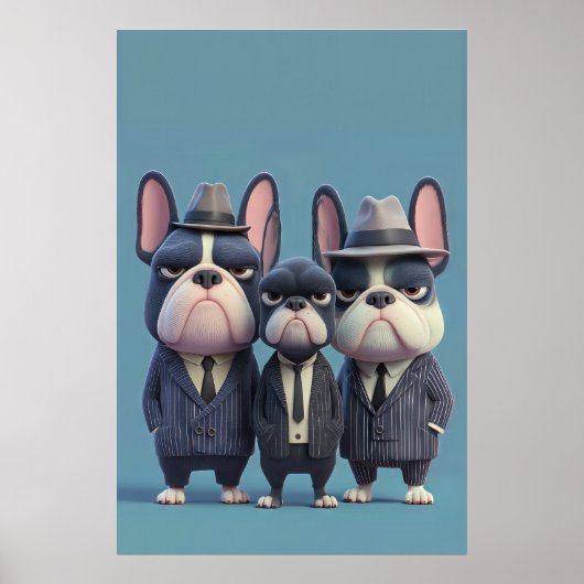Franchie Mobsters: Pinstripe Pups Kunst, Dichtung Poster (Vorne)