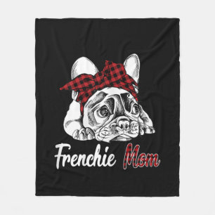 Franchisenmutter   Französischer Bulldog mit rotem Fleecedecke