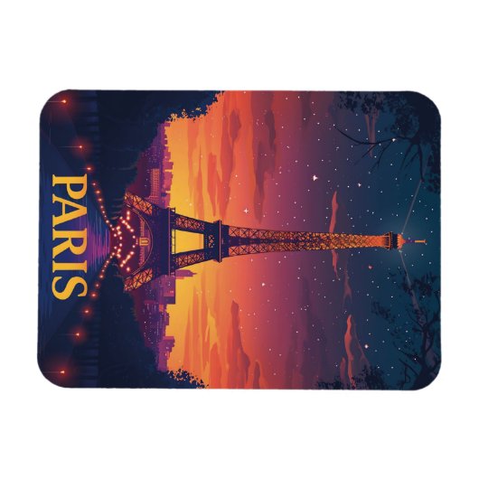 Francia Paris Torre Eiffel nocturna Magnet (Horizontal)