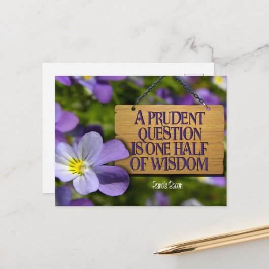 Francis Bacon Inspirational Zitat "Weisheit" Postkarte (Vorderseite/Rückseite Beispiel)