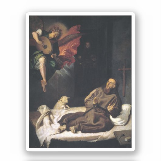 Francis von Assisi mit Engelmusik Aufkleber (Vorderseite)