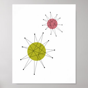 Franciscan Starburst Avocado Grün Pink Mitte des J Poster