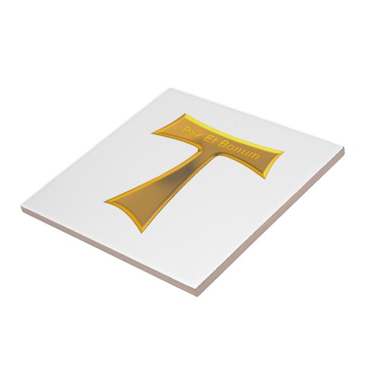 Franciscan Tau Cross Pax Et Bonum Gold Metallic Fliese (Seite)