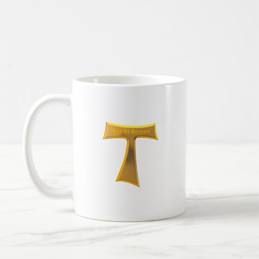 Franciscan Tau Cross Pax Et Bonum Gold Metallic Kaffeetasse (Links)
