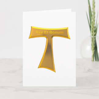Franciscan Tau Cross Pax und Bonum Gold Metallic Feiertagskarte