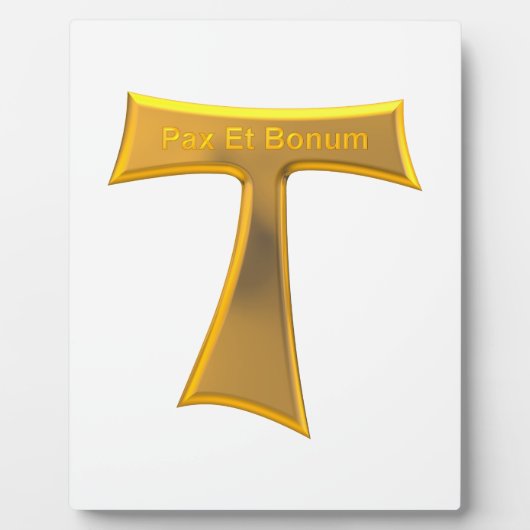 Franciscan Tau Cross Pax und Bonum Gold Metallic Fotoplatte (Vorderseite)
