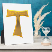 Franciscan Tau Cross Pax und Bonum Gold Metallic Fotoplatte (Seite)