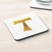 Franciscan Tau Cross Pax und Bonum Gold Metallic Getränkeuntersetzer (Linke Seite)