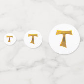 Franciscan Tau Cross Pax und Bonum Gold Metallic Konfetti (Vorderseiten)