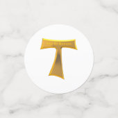Franciscan Tau Cross Pax und Bonum Gold Metallic Konfetti (Klein Vorderseite)