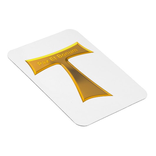 Franciscan Tau Cross Pax und Bonum Gold Metallic Magnet (Rechte Seite)