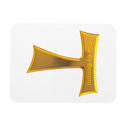 Franciscan Tau Cross Pax und Bonum Gold Metallic Magnet (Horizontal)