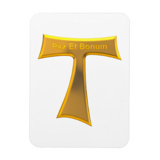 Franciscan Tau Cross Pax und Bonum Gold Metallic Magnet