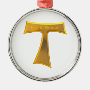 Franciscan Tau Cross Pax und Bonum Gold Metallic Ornament Aus Metall
