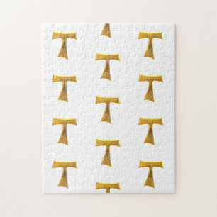 Franciscan Tau Cross Pax und Bonum Gold Metallic Puzzle