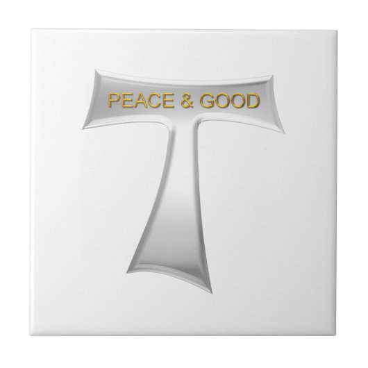 Franciscan Tau Cross Peace und Good Silver & Gold Fliese (Vorderseite)