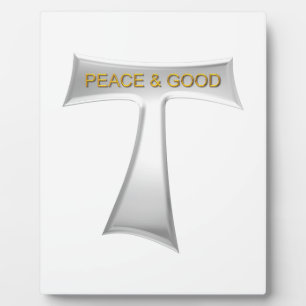 Franciscan Tau Cross Peace und Good Silver & Gold Fotoplatte