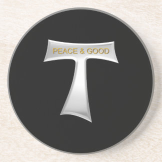 Franciscan Tau Cross Peace und Good Silver & Gold Getränkeuntersetzer