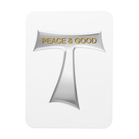 Franciscan Tau Cross Peace und Good Silver & Gold Magnet (Vertikal)