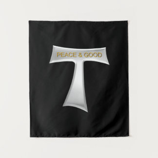 Franciscan Tau Cross Peace und Good Silver & Gold Wandteppich