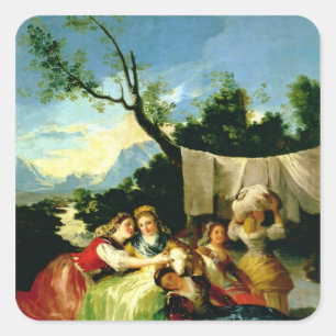 Francisco Jose de Goya y Lucientes Die Washerwom Quadratischer Aufkleber