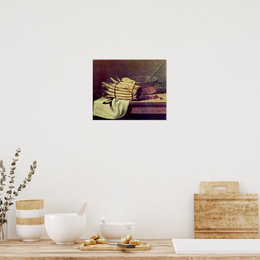 Francois Bonvin - Stillleben mit Spargel Poster (Küche)