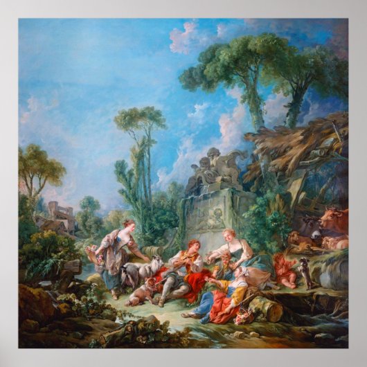 Francois Boucher Hirte Idylle Rokoko Landschaft Poster (Vorne)