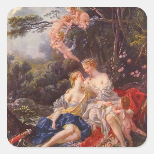 Francois Boucher - Jupiter und Callisto Quadratischer Aufkleber (Vorderseite)