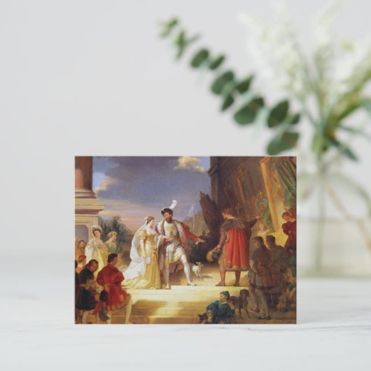 Francois I mit Leonardo da Vinci Postkarte (Stehend Vorderseite)