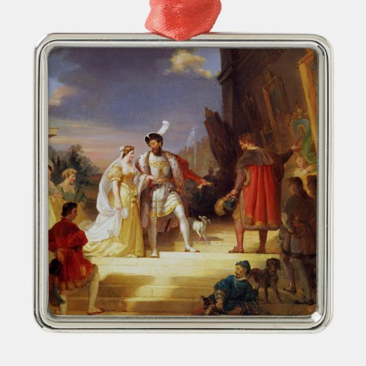 Francois I mit Leonardo da Vinci Silbernes Ornament (Vorne)