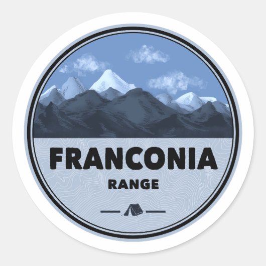Franconia Range New Hampshire Camping Runder Aufkleber (Vorderseite)