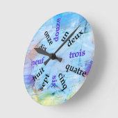 Francophone Zahlen Abstrakt Paint Round Clock Runde Wanduhr (Winkel)
