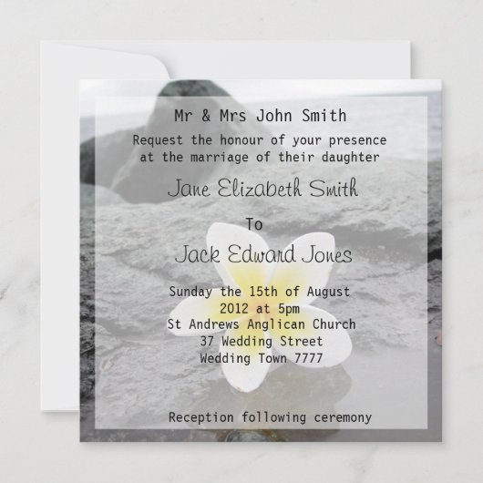 Frangipani Beach Hochzeit individuelle Einladungen (Vorderseite)